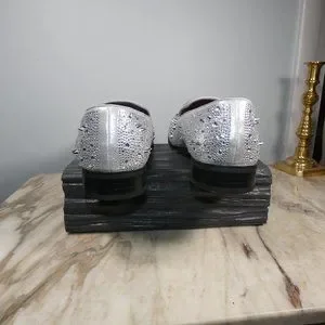 NICE! Stylish Formal Enzo Romeo Men Rhinestones Spikey Studs Loafers Silver 9 Enzo Romeo | Shoes | Nice Stylish Formal Enzo Romeo Men  main image 4